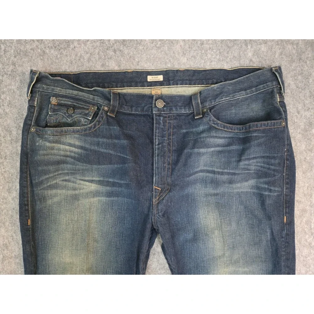 True Religion Ricky Jeans Flap Pocket Mens 50x33.5 Relaxed Straight Made In USA